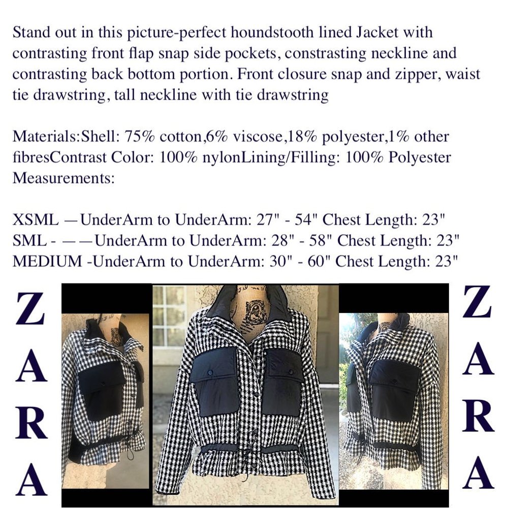 Zara HoundstoothTweed Jacket MSRP $89 - Picture 9 of 9